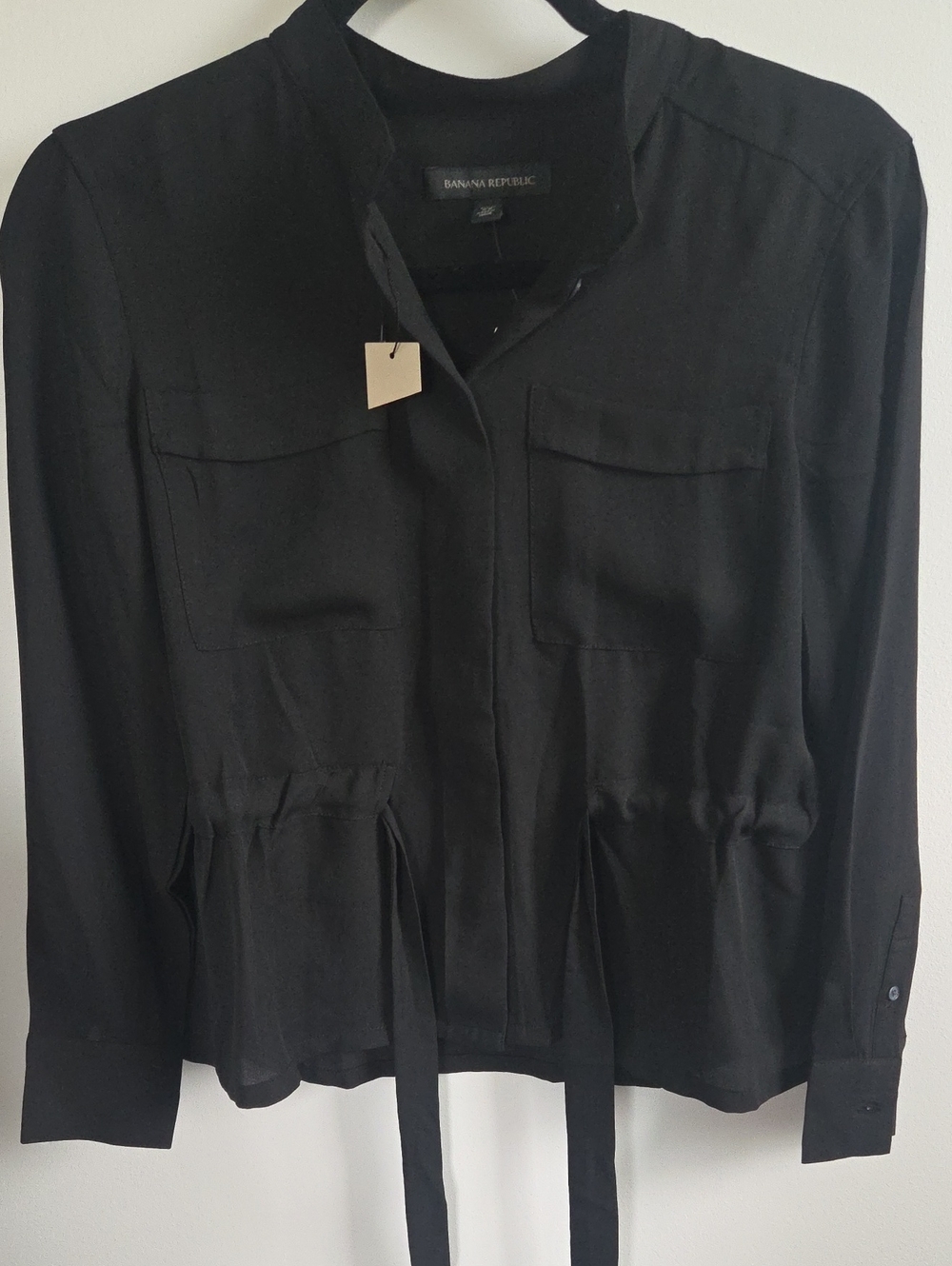 Banana Republic Black Tie-Waist Button Front Shirt
